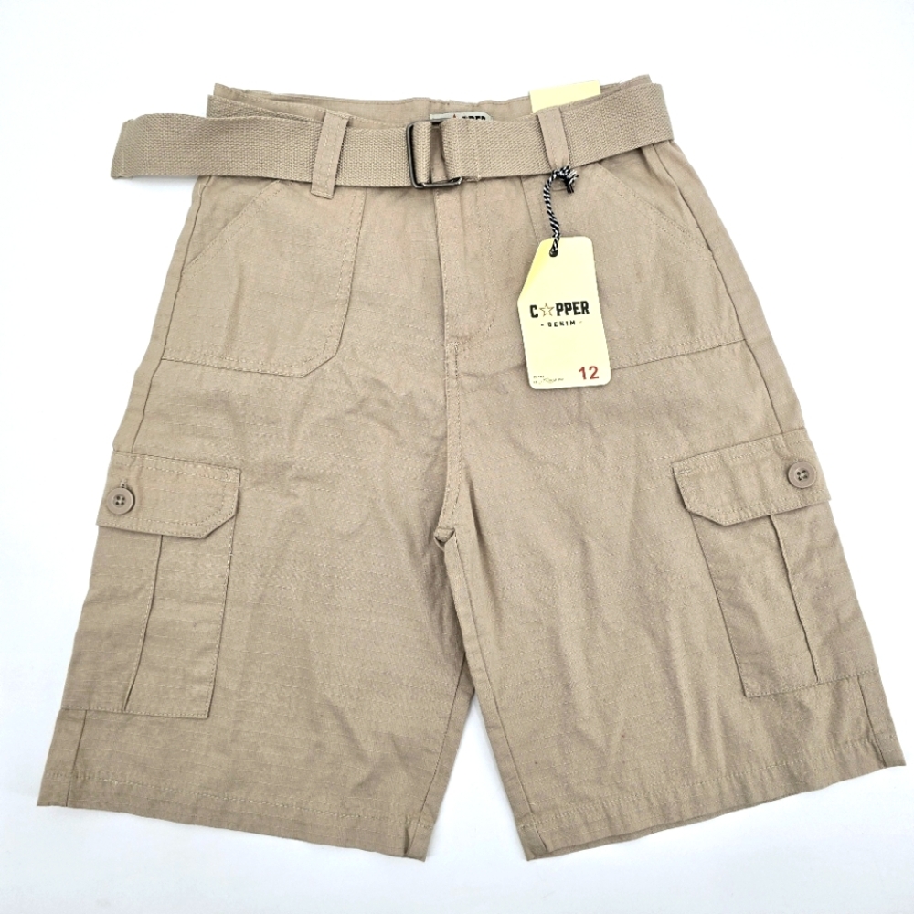 Copper Denim Tan Boys Cargo Shorts Size 12 NWT